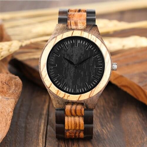 Steampunk Handmade Natural Wooden Male Bangle Black Dial Clock Quartz Analog Timepiece Full Bamboo Band Wristwatch for Men Gift