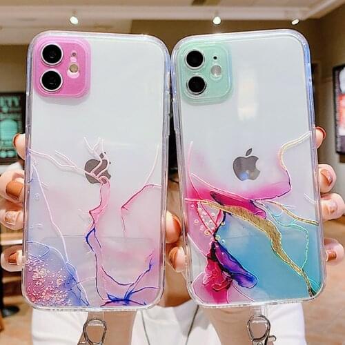Luxury Marbling Painting Transparent Phone Case For iPhone 12 11 Pro XR XS Max X Mini Soft Back Cover For iPhone 7 8 Plus Case