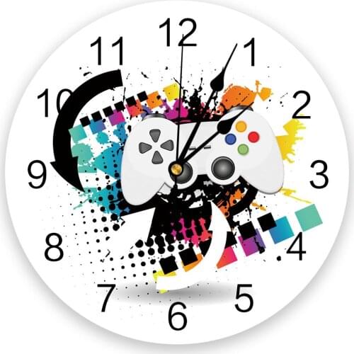 Colorful Game Console White Wall Clocks Home Decoration Silent Round Wall Watches for Home Living Room Kitchen Wall Decor