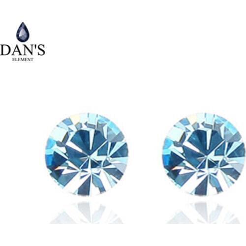 DANS ELEMENT Real Austrian Crystals Fashion Stud earrings for women Sales New Round 85796Seablue