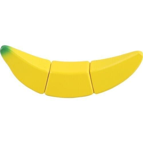Wooden Magnetic Banana Children Preschool Kitchen Cutting Food Pretend Play Toy Yellow