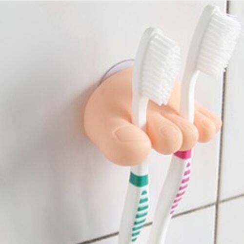 Cute lifelike feet shape silicone toothbrush holder with sucker ankle bhroom wall storage rack mobile phone holder