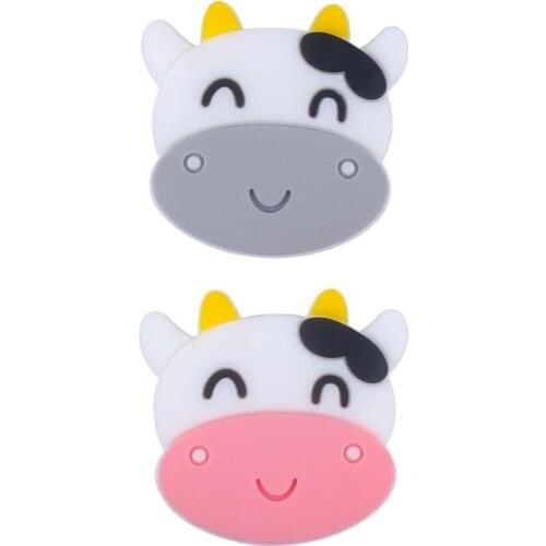 Baby Teether Silicone Beads Cartoon Animal Cows Molar Soother Nursing Teething Chewing Toy Shower Gifts for Newborn