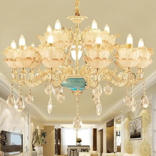 European Crystal Chandelier LED American Modern K9 Crystal Chandeliers Lights Fixture Can Be Ceiling Light 3 Color Dimmable