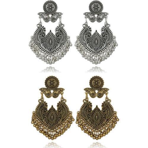 JAVRICK Boho Bali Jhumka Jhumki Lotus Gypsy Tassel Dangle Earrings Women Fashion Jewelry Exquisite Earrings Christmas Gifts