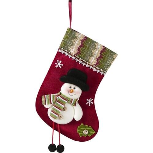Lovely Christmas Socks Santa Claus Candy Gift Bags Xmas Tree Decor Festival Party Supplies Hanging Ornament