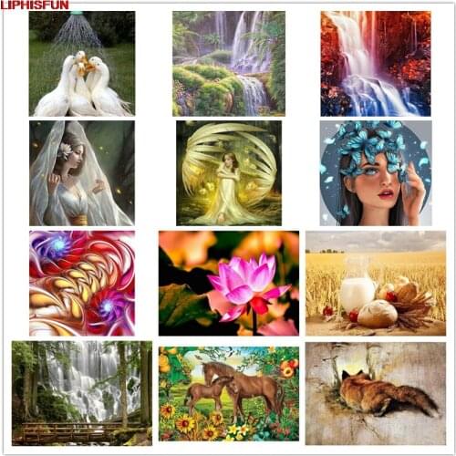 LIPHISFUN Handmade Cross Stitch Embroidery Diamond Painting Full Drill Home Decor Square/round animal scenery fairy