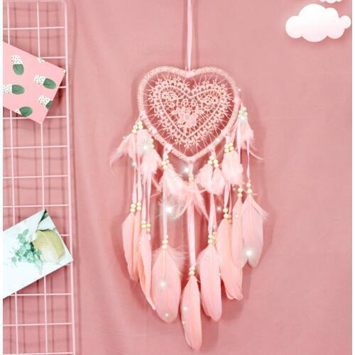 Dream Catcher Heart Feather Beads Wall Hanging Girl Room Car Office Window Decor Ornament Feathers Wall Hanging Decorations