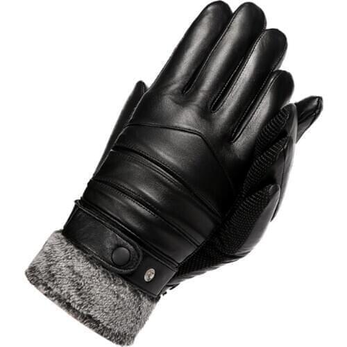 Mens touch screen winter warm waterproof and windproof PU leather skiing outdoor camping hiking plus velvet thickening motorcyc