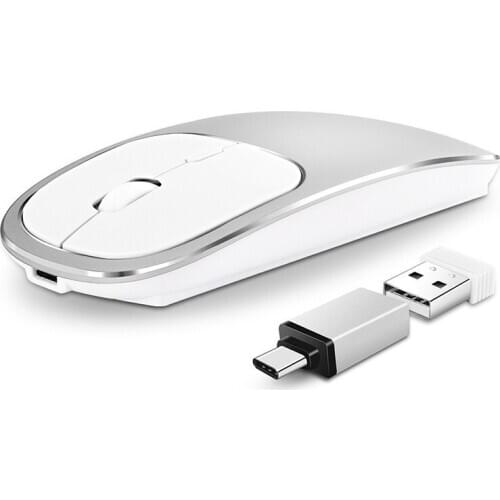 Metal Wireless Mouse Rechargeable Silent Click Mause USB Type-C for Mackbook Notebook Laptop PC Ergonomic