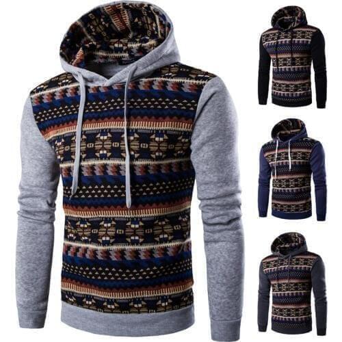2018 New fashion wide-waisted casual men clothing cotton argyle printed mens raglan sleeved hoodie Sweatshirt male hip hop