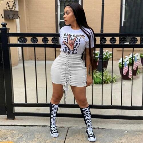 VAZN 2021 INS Novelty Fashion Cross Bandage Drawstring Little Chap Sexy Joker Solid High Waist Women Pencil Mini Skirts