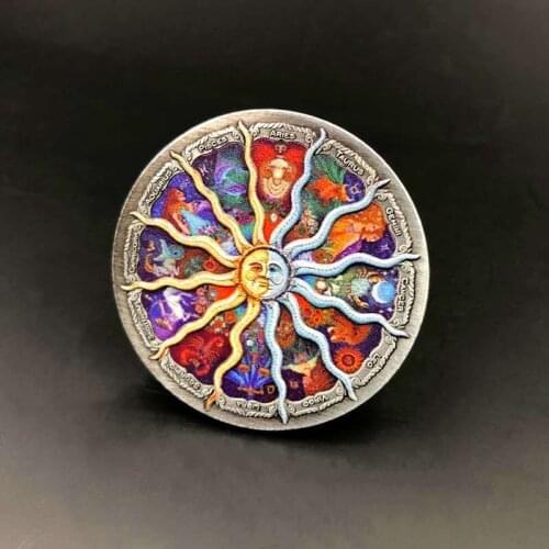 New Super Beautiful Twelve Constellation Zodiac Silver Commemorative Coins Lucky Love Elizabeth II Euro Astrology Souvenir Gifts