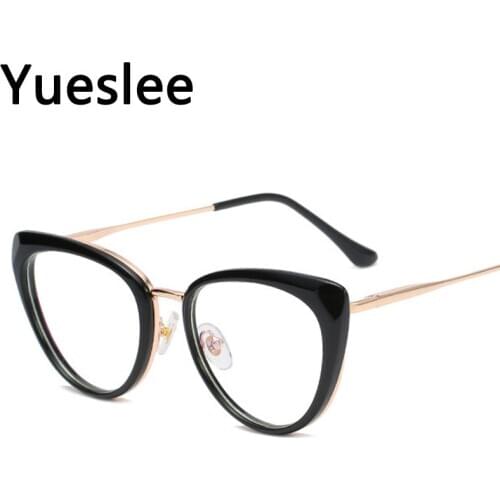 49764 Plastic Titanium Retro Round Anti Blue Light Cat Eye Glasses Frame Men Women Optical Fashion Computer Eyeglasses