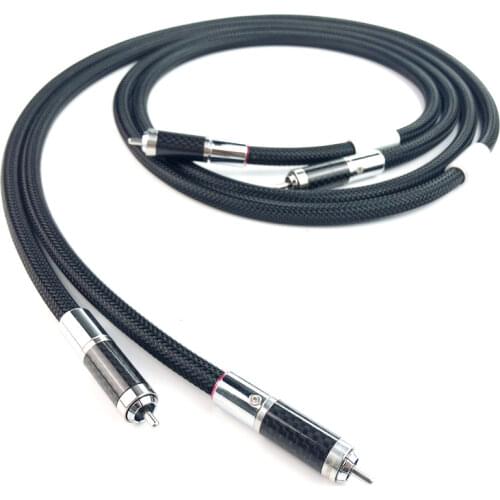 Pair Audiophile Furutech LineFlux Flux Series RCA Carbon Fiber Plug Audio Cable for Amplifier CD Player