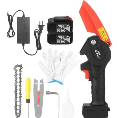 Mini Electric Chainsaw Cordless Electric Brush Pruning Saw 1/2 Pack Rechargeable Lithium Battery Tree Pruning Garden Tool