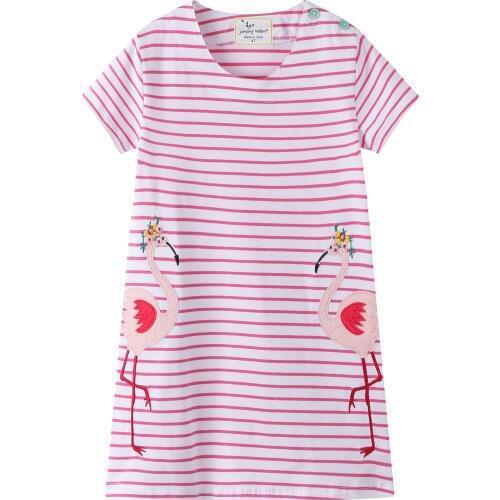 Baby Girl Dresses Clothes Striped 2019 Summer Cotton Crane Print Pattern Dress Girl Princess Vestidos Children Clothing 2 Years