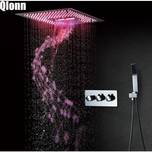 Music Speaker Shower Head 16 Inches Massage Rain Shower Panel LED Showerheads Concealed Hot Cold Shower Systems