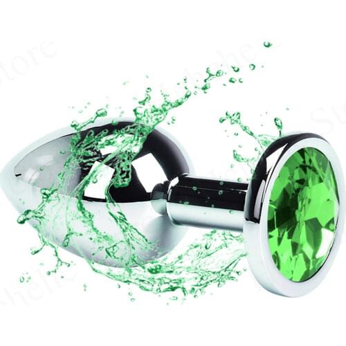 M Size Anal Plug Round Stainless Steel Crystal Butt Plug Anal Sex Toys Adult Products Prostate Massager Dildo Stimulator