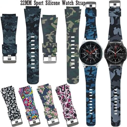 22MM Sport Silicone Watch Strap For Samsung Gear S3 Frontier Classic / Galaxy Watch 46mm smart Watchband Printing Pattern straps