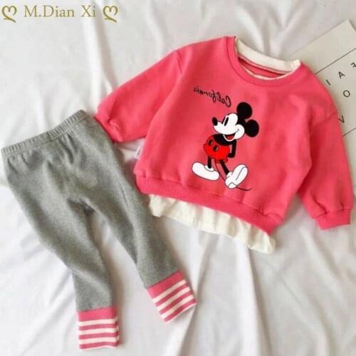 Girls Autumn New Style Western Style Long-Sleeved Sports Childrens Sweater Two-Piece Little Girl 3-Year-Old Baby Autumn Suit