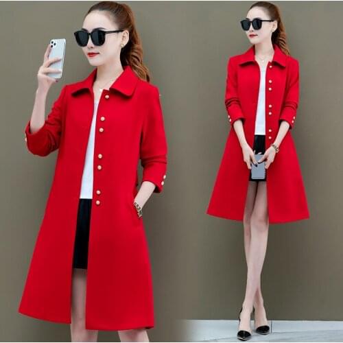 Plus Size Mid-Length Windbreaker Coat For Women 2021New Spring Korean All-Match Simplicity Solid Color Trench Jacket Female A685