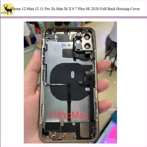 1Pc for iphone 11pro max Rear housing Frame Full assembly Back Glass Battery Cover Middle Frame Chassis with Flex for iPhone 11