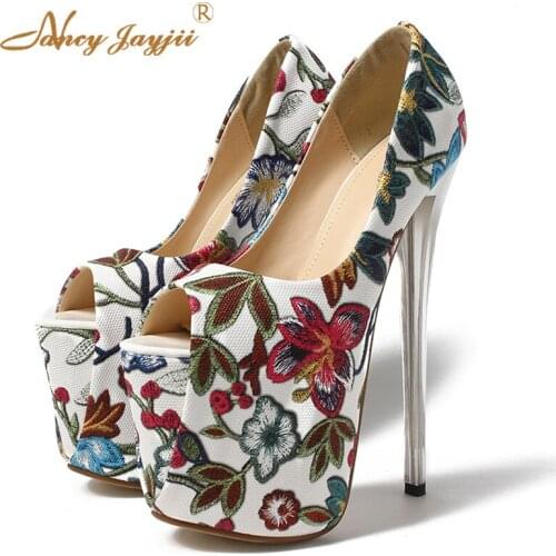 2019 Shallow Woman Pumps Ladies Adult Shoes Super High Thin heels Platform Slip-on Round Toe Spring/Autumn Sexy Nancyjayjii