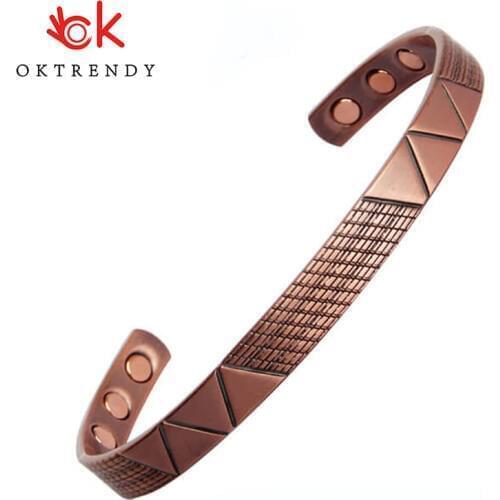 Women Magnetic Copper Bracelet Fashion Rose Gold Color Magnet Copper Bangle Bracelet Healing Jewelry for Woman Men Accessories