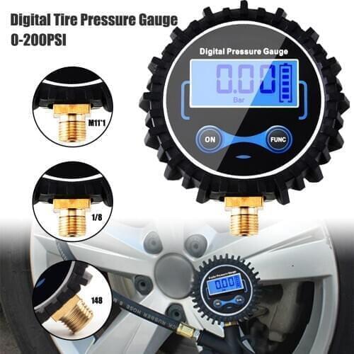 0-200PSI LCD Digital Tire Pressure Gauge Car Auto Motorcycle Tyre Air PSI Meter 1/8" 1/4" M11*1