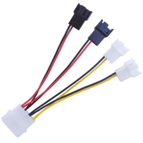 1 pcs 4-Pin Molex To 3-Pin Fan Power Cable Adapter Connector 12v*2 / 5v*2 Computer Cooling Fan Cables For CPU PC Case Fan Cable