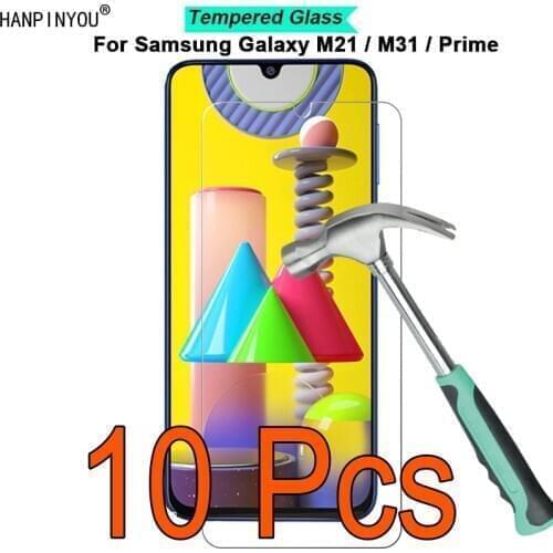 10 Pcs/Lot For Samsung Galaxy M21 / M31 / Prime 6.4" 9H Hardness 2.5D Toughened Tempered Glass Film Screen Protector Guard