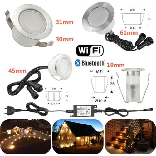 10pcs WIFI Bluetooth APP Function Floor Light Set Outdoor Garden Lamp Recessed Spotlights Deck Light Landscape Stairs Step IP67
