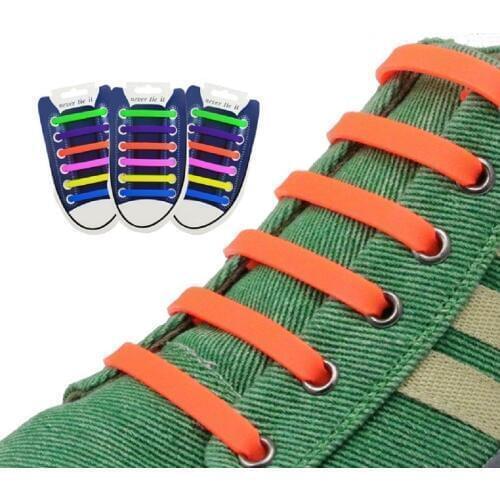 12PCS/Set 13 Colors Elastic Silicone Adult Shoelaces For Men Women Athletic Running No Tie Shoe Lace All Sneakers Fit Strap