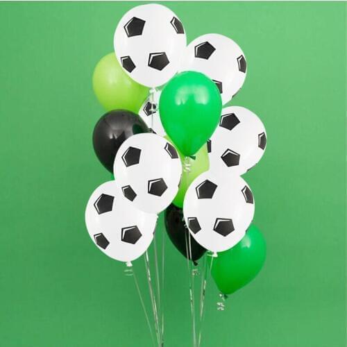 13Pcs Green Football Soccer Theme Party Round Balloons Black White Ballons Globo for Boys Birthday Games Toys Party Supplies