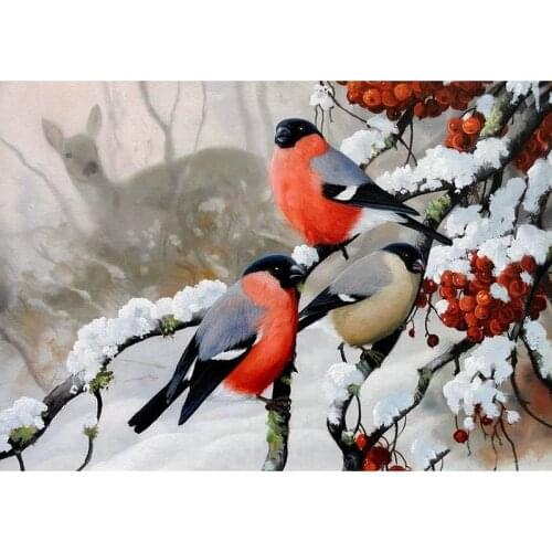 Full Drill Square Diamond 5D DIY Diamond Painting"Winter birds"Diamond Embroidery Cross Stitch Rhinestone Mosaic Painting