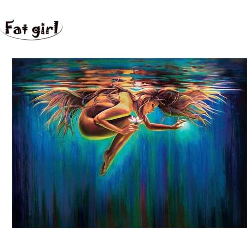Diamond Embroidery DIY Diamond Painting Underwater woman painting view square/round Cross Stitch Rhinestone mosaic Decoration