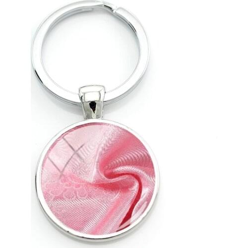 TAFREE Silk Picture Keychains Keyring For Femme Handbag Glass Trinket Classic Hight Quality Cloth Photos Key Holder