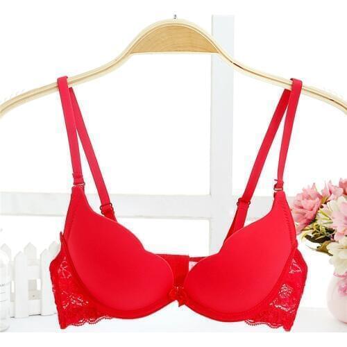 Gathered small breast Sexy Deep U Cup Bras For Women Push Up Lingerie Seamless Bra t shirt lace bra