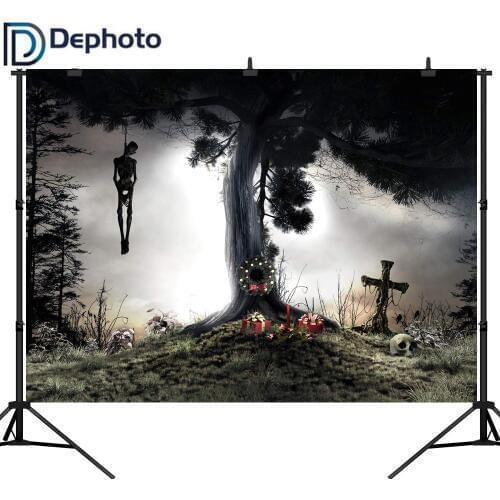 Dephoto Photography Background Under the tree Hang the dead body Die for love Halloween theme Backdrop photo studio