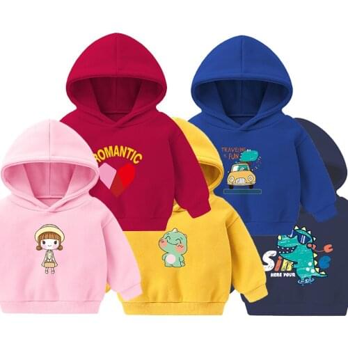 Girls Sweatshirt Candy Color Cartoon Dinosaur Print Toddler Clothes for Boys Kids Hoodies Children Hooded Sweatshirt Jacket Coat