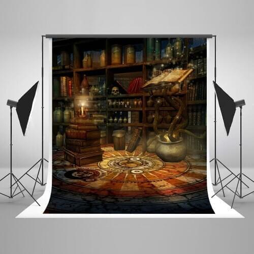 VinylBDS 5x7ft(150x220cm) Halloween Backdrop For Photography Magic Candle Jar Retro Ware Halloween Backdrop Backgrounds