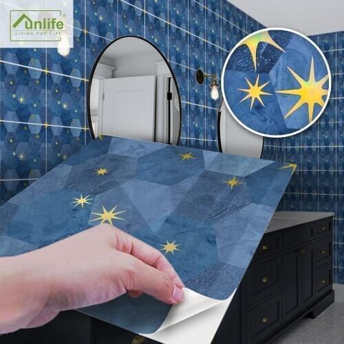 Funlife® BRILLIANT™ 20X20cm Gilding Star Marble Tile Sticker Self-ahesive DIY PVC Wall Sticker for Bathroom Kitchen Home Decor