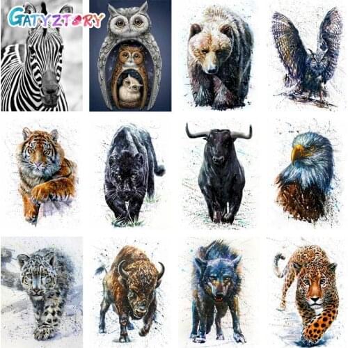 GATYZTORY 60x75cm Frame Animal Diy Oil Painting By Bumbers Kits Tiger Leopard By numbers For Adults Home DecorsAcrylic Paint