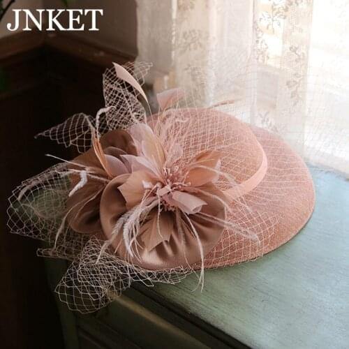 JNKET New Elegant Gauze Top Hat Fashion Bridal Flower Dinner Party Headdress Wedding Accessories Hair