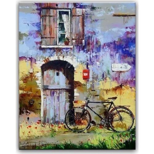 100% hand painted oil painting Home decoration high quality landscape knife painting pictures DM16062606