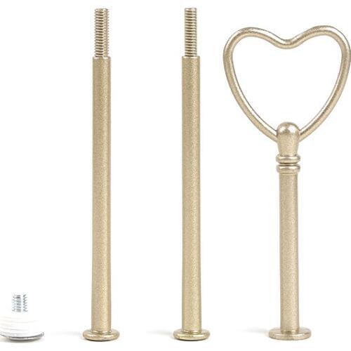 Metal 3 Tier Cake Plate Heart Shape Wedding Party Cake Stand Handle Rod Cake Centre Fitting