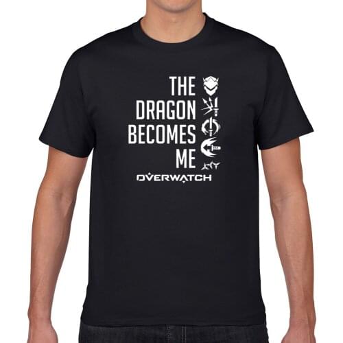 Mens T Shirts 100% Cotton Overwatch Hanzo Genji Shimada Brothers Dragon Printing T-Shirt Casual Fashion Unisex O-neck Tops Tees