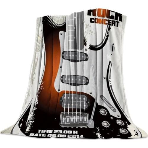 Rock Music Guitar Flannel Blanket for Bed Sofa Portable Soft Fleece Throw Funny Plush Bedspreads