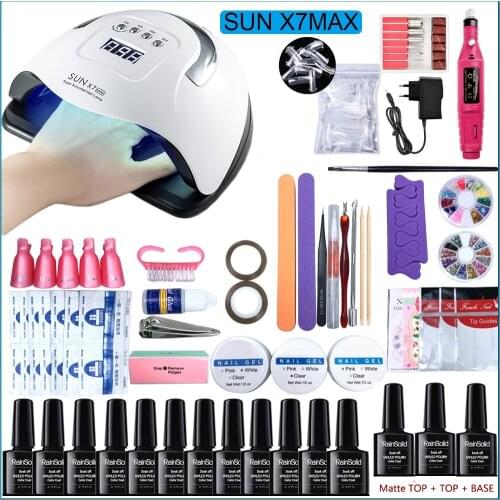 114W UV Led Nail Lamp Manicure Set With Nail Set 20000RPM Nail Drill Machine 138 Color UV Gel Nail Polish Kit Tools Set